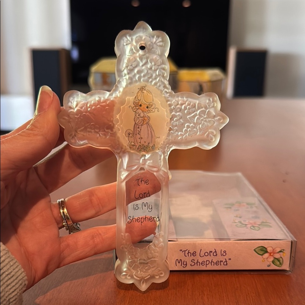Precious Moments Frosted Glass Art Cross